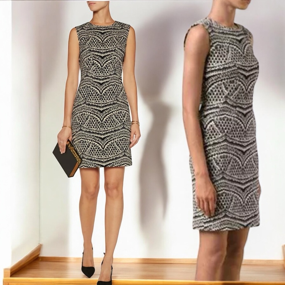 DvF: “Pentra” Texture Seamless Dress (Blk/écru)